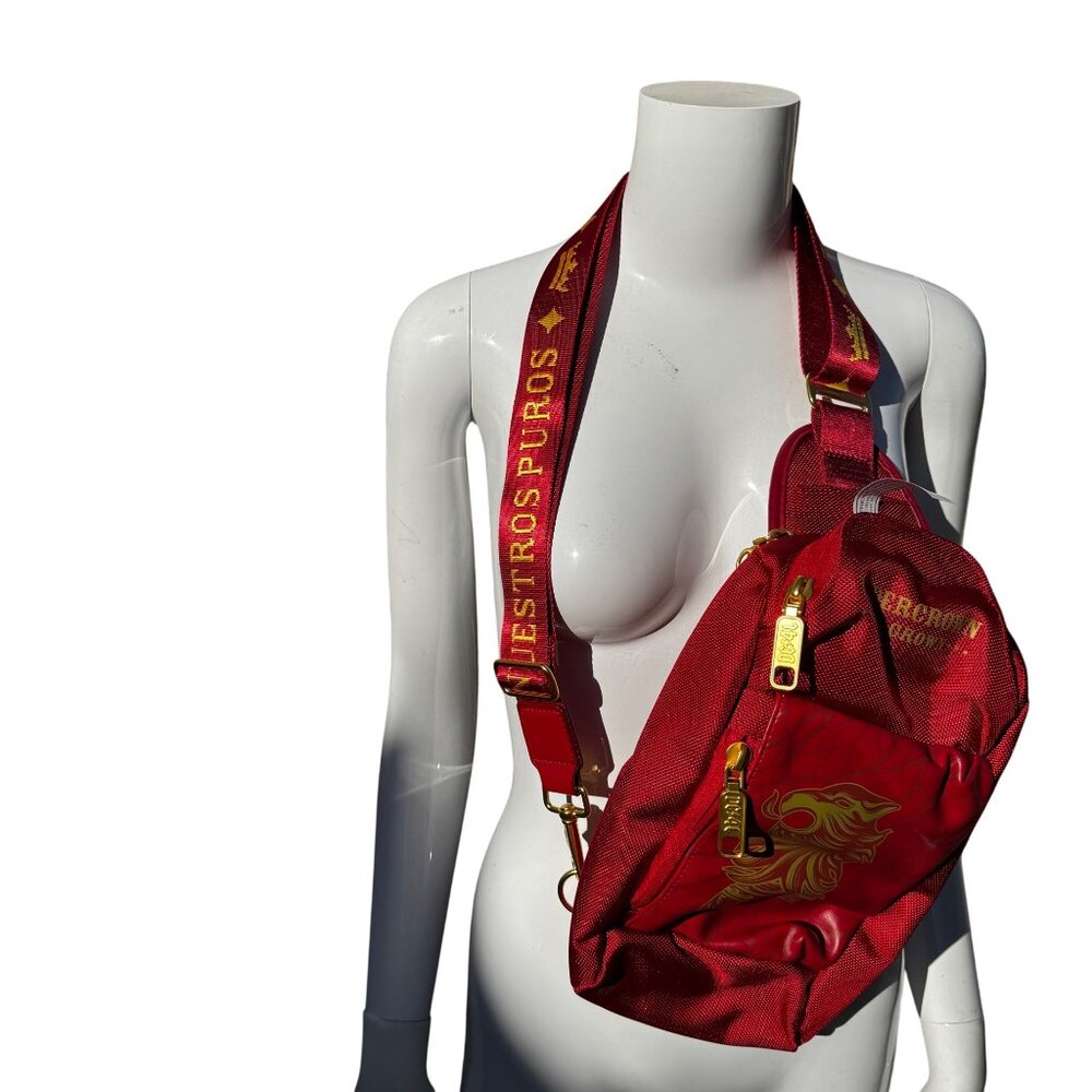 Undercrown Sun Grown Red Sling Bag By Drew Estate Adjustable Strap Gold Accents - Picture 2 of 15